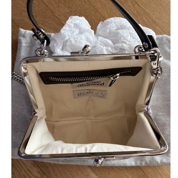 NWT Vivienne Westwood Floral Cloth Frame-Top Shoulder Bag w DUSTBAG! 9.1in X 5.5 - Picture 6 of 9